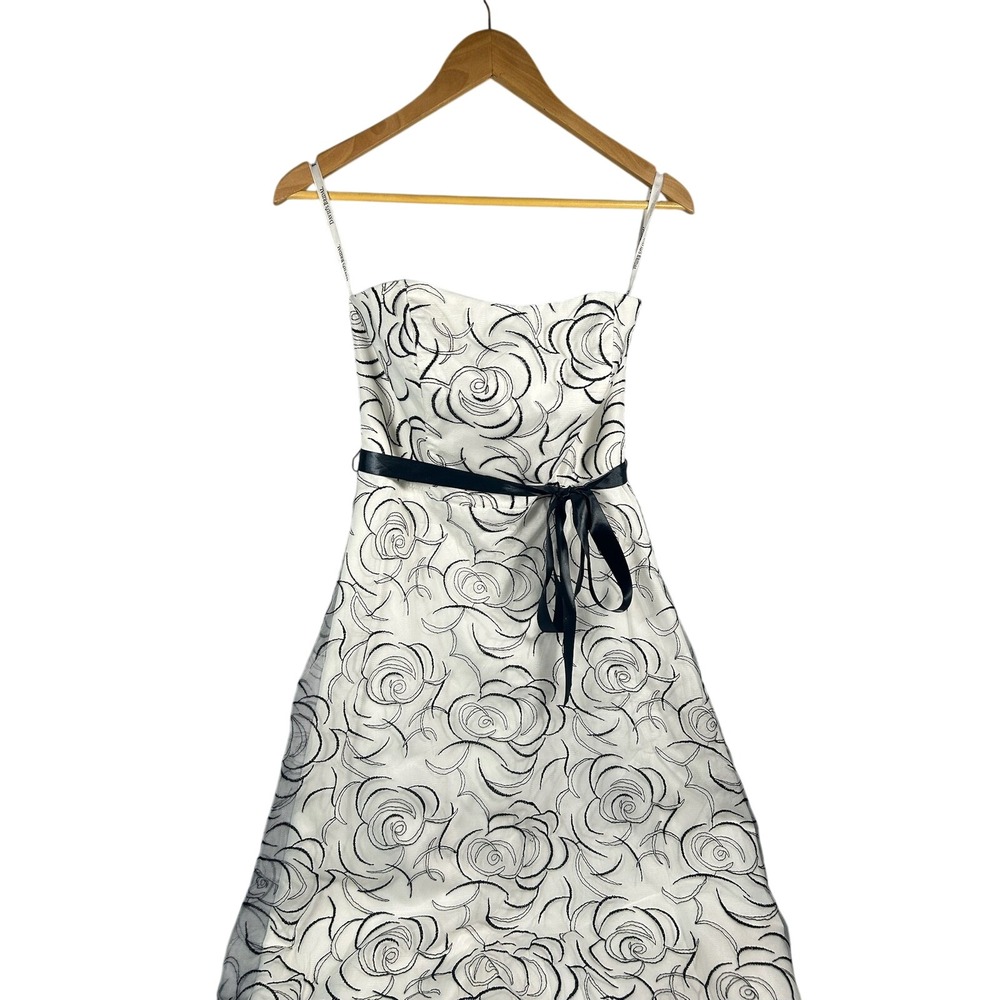 Strapless wedding euro summer  Rose Fit Flare‎ Dress Black White Formal Size 4